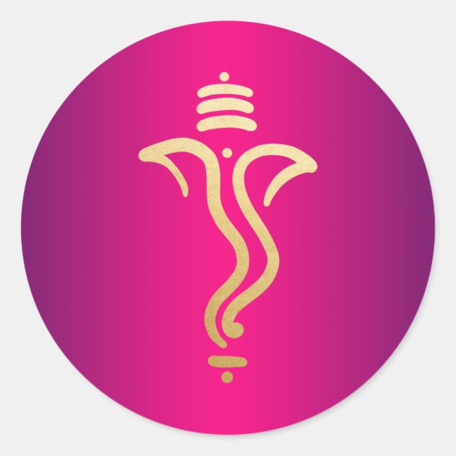 Adesivo Ganesha Festivo em Ouro Rosa/ Deus Indiano (Frente)