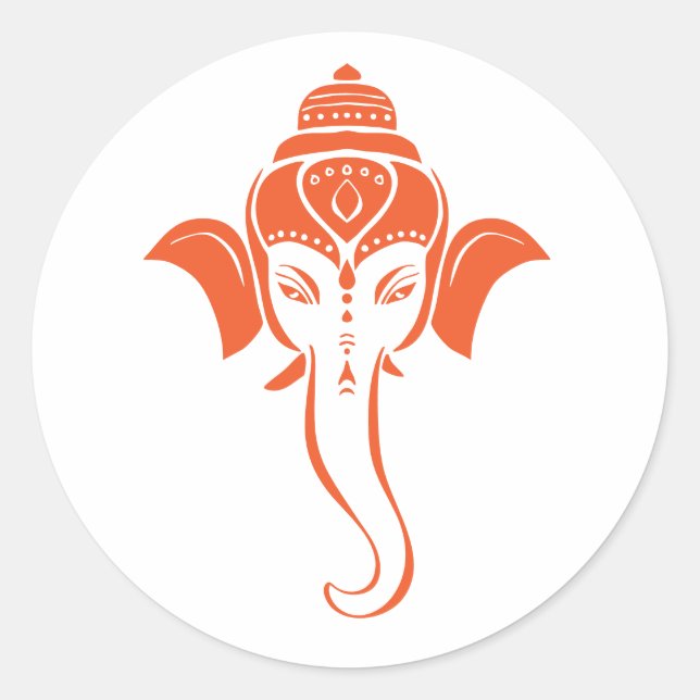Adesivo Ganesha Festivo Hindu Laranja | Deus Indiano (Frente)