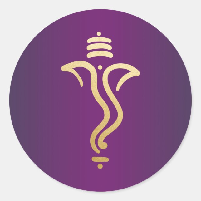 Adesivo Ganesha Festivo Ouro Roxo/ Deus Indiano (Frente)