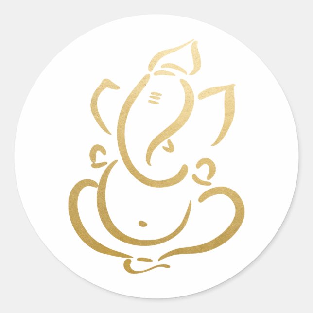 Adesivo Ganesha | Ganapati | Deus Indiano | Ouro Falso  (Frente)