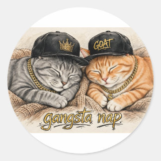 Adesivo Gangsta Nap — Gatos Rappers Adormecidos, Correntes