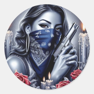 Adesivo Gangster Girl Hip Hop chicano art Design
