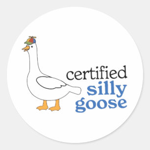 Adesivo Ganso Bobo Certificado Com Chapéu Adorável de Héli