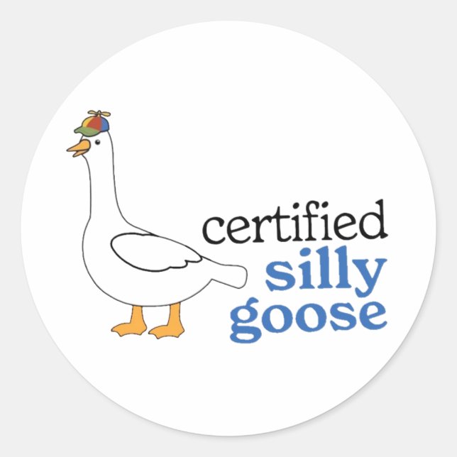 Adesivo Ganso Bobo Certificado Com Chapéu Adorável de Héli (Frente)