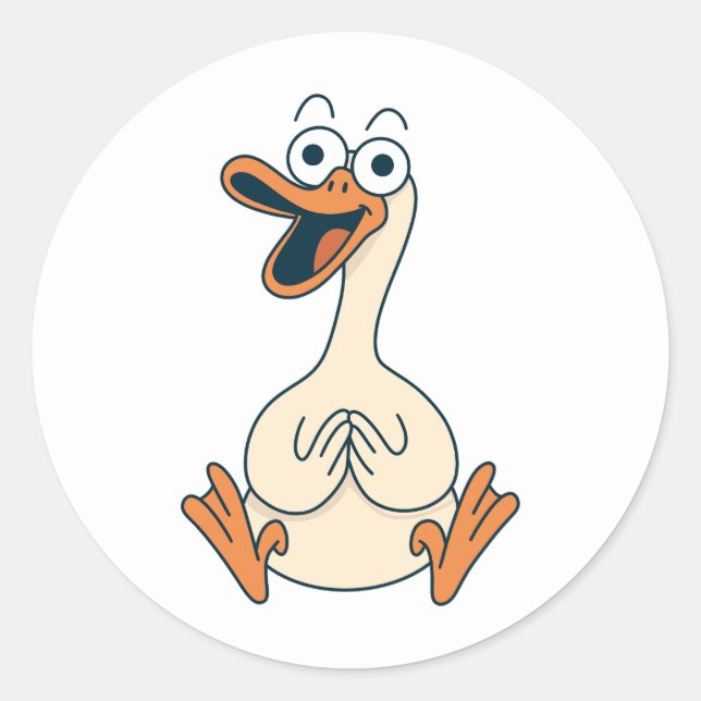 Adesivo Ganso Bobo, Excêntrico, Ganso de Desenho Animado D (Frente)
