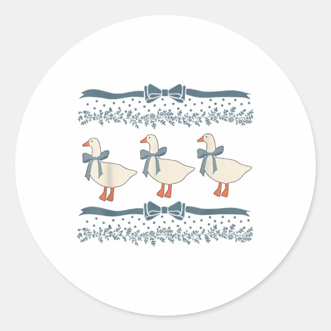 Adesivo Ganso de Fita Azul dos anos 80 com Corações (Frente)