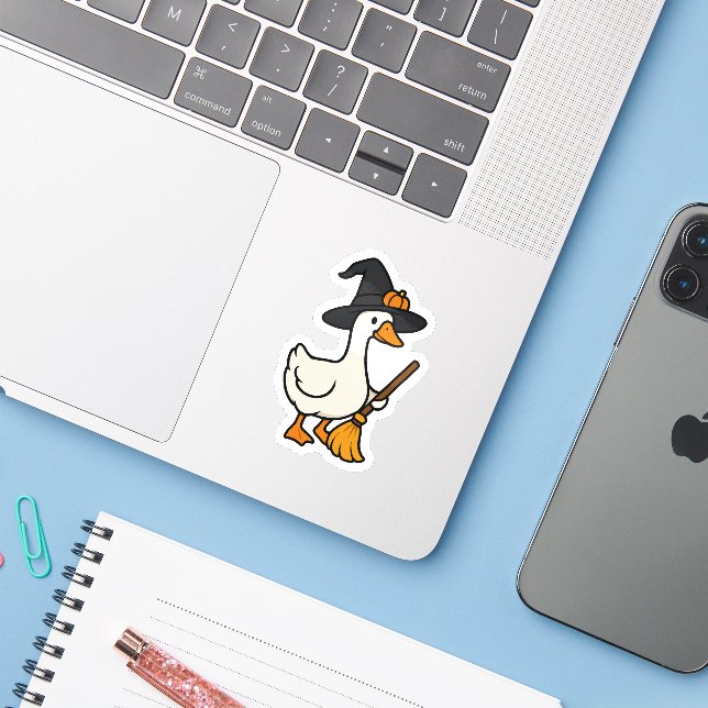 Adesivo Ganso de Halloween bonito (Notebook com iPhone)