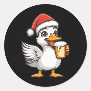 Adesivo Ganso De Natal Engraçado Com BD De Cerveja