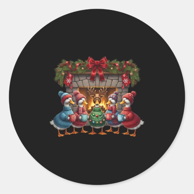 Adesivo Ganso de Natal Feliz Natal de Ganso  (Frente)