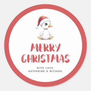 Adesivo Ganso Pato de Natal Personalizado em Aquarela