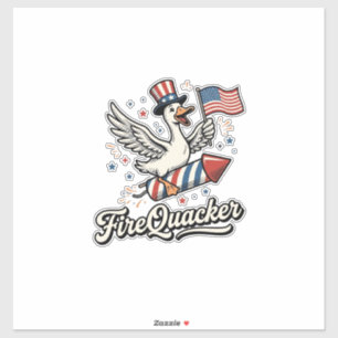 Adesivo Ganso Patriótico FireQuacker Vintage 4 de Julho De