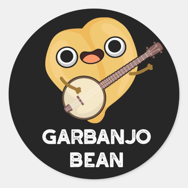 Adesivo Gar-banjo Bean Funny Garbanzo Banjo Pun Dark BG (Frente)