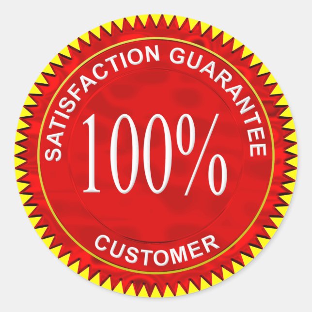 Adesivo Garantia de satisfação em vermelho-cromo (Frente)