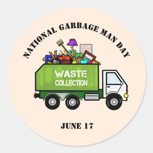 Adesivo Garbage Man Day Stickers with Garbage Truck (Frente)