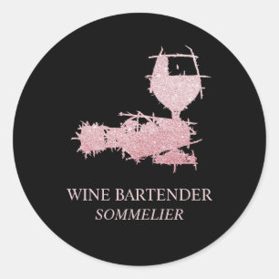 Adesivo Garçom de Vinho Sommelier Garçonete Dourado Rosa