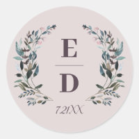 Garden Crest | Mauve Purple Weding Monograma Data