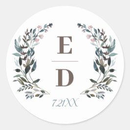 Adesivo Garden Crest | Monograma de Casamento Azul Branco 