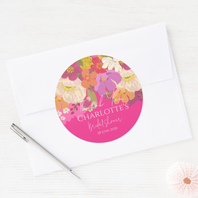 Adesivo Garden Floral Pink Chá de panela Obrigado (Envelope)