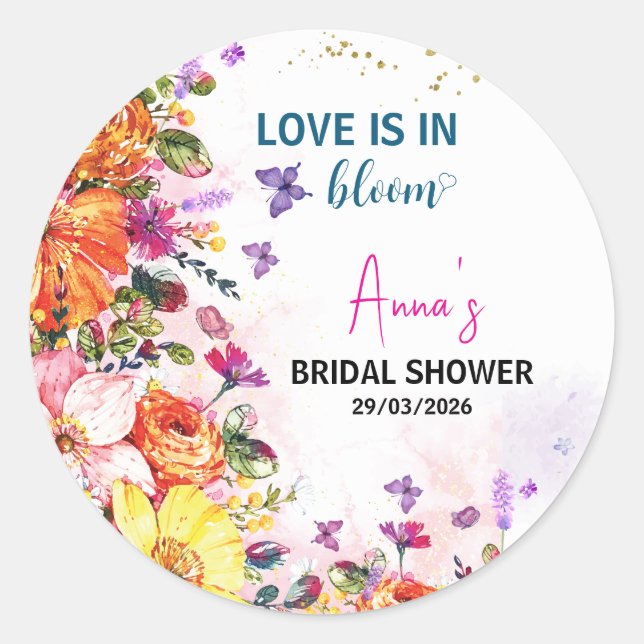 Adesivo Garden love is in bloom wildflower bridal shower (Frente)