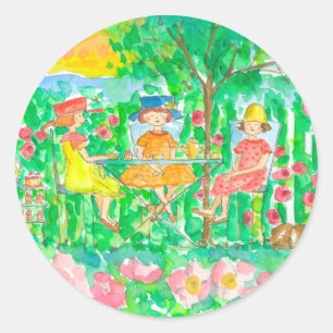 Adesivo Garden Tea Party Girls Watercolor Flowers