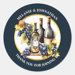 Adesivo Gargalos de vinho aquarela uvas monograma país