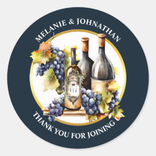 Adesivo Gargalos de vinho aquarela uvas monograma país