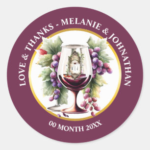 Adesivo Gargalos de vinho aquarela uvas vinícola borgonha