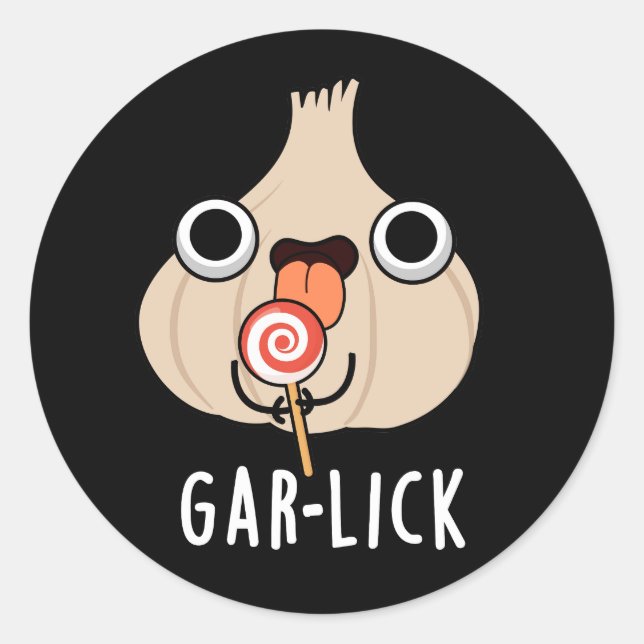 Adesivo Garlick Funny Garlic Herb Pun Dark BG (Frente)