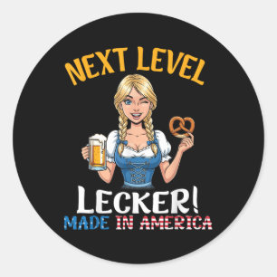 Adesivo Garota Alemã Beer Pretzel Palestrante De Próximo N
