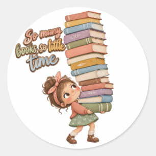 Adesivo Garota Amante de Livros Excêntricos Clipart, Garot