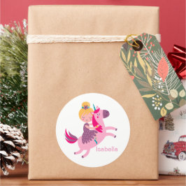 Adesivo Garota Amarelo-Bonita Andando em Unicórnio