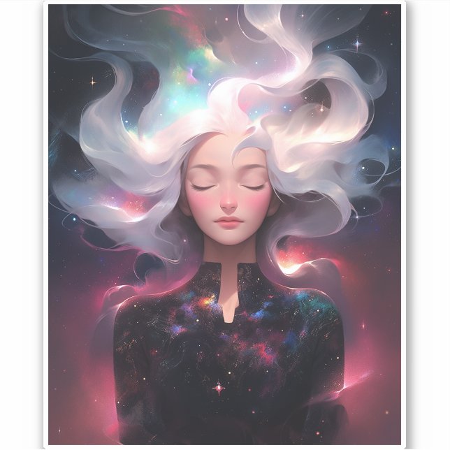 Adesivo Garota Animada De Estrelas (Frente)