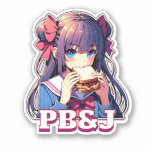 Adesivo Garota anime comendo um sanduíche PB&J