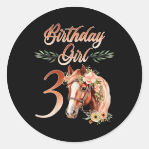 Adesivo Garota aniversário de 3 anos Horseback Andando Por