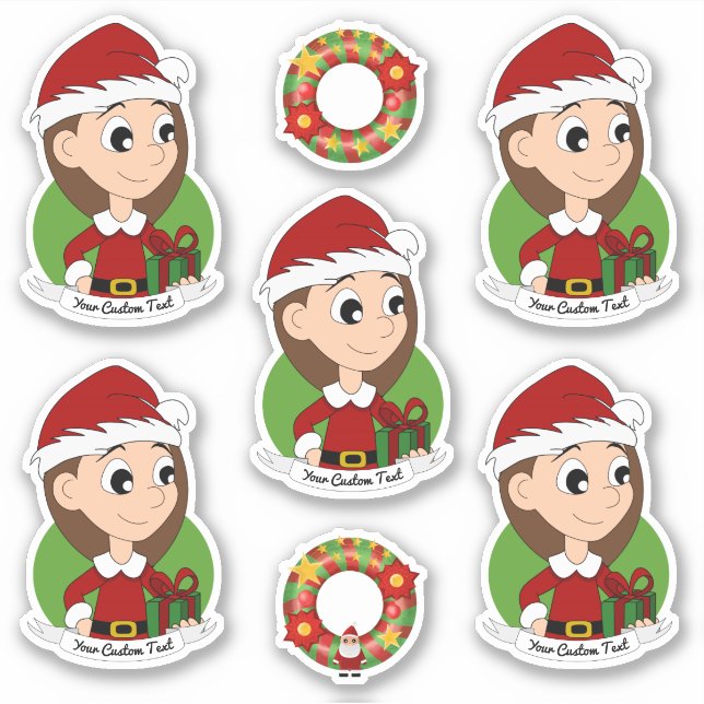 Adesivo Garota bonita com cabelos longos e marrons de dese (Frente)