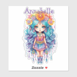 Adesivo Garota Bonita com Flores, Vinheta-Vinho De Corte P