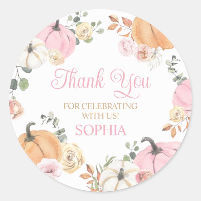 Adesivo Garota Cai Abóbora Primeira Festa de aniversário (Frente)