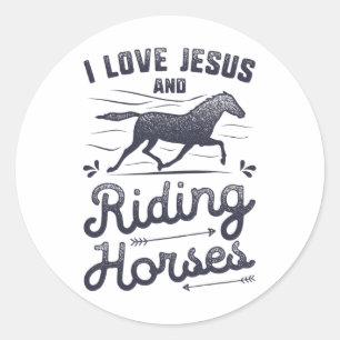 Adesivo Garota Cavaleira Eu Amo Jesus E Cavalos Andando