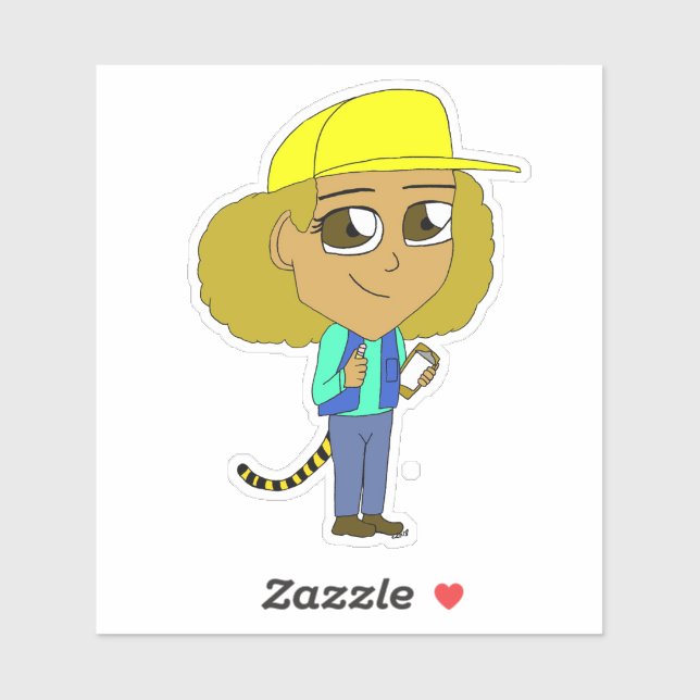 Adesivo garota chibi com rabo de tigre (Folha)