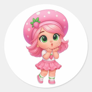 Adesivo Garota Chibi Kawaii de Morango
