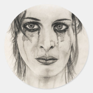 Adesivo Garota chorando - Desenhando a lápis
