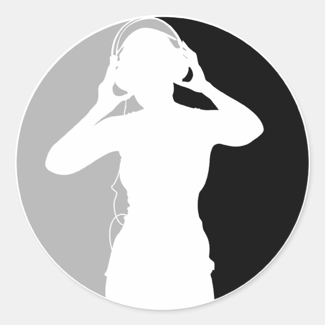 Adesivo Garota com Fones de ouvido Sticker (Frente)