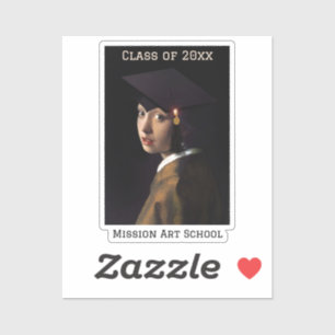 Adesivo Garota com Graduação de Boné de Formando