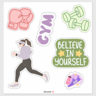 Adesivo Garota de Academia Fofa Motivação Fitness