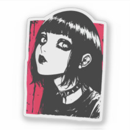 Adesivo garota de anime de terror