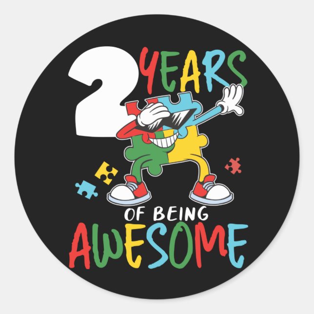 Adesivo Garota de Aniversário de 2 Anos Sensibilização (Frente)