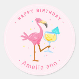 ADESIVO GAROTA DE ANIVERSÁRIO FLAMINGO DE PINCO FELIZ