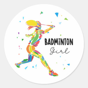Adesivo Garota de Badminton Gráfica Abstrata Vibrante de J