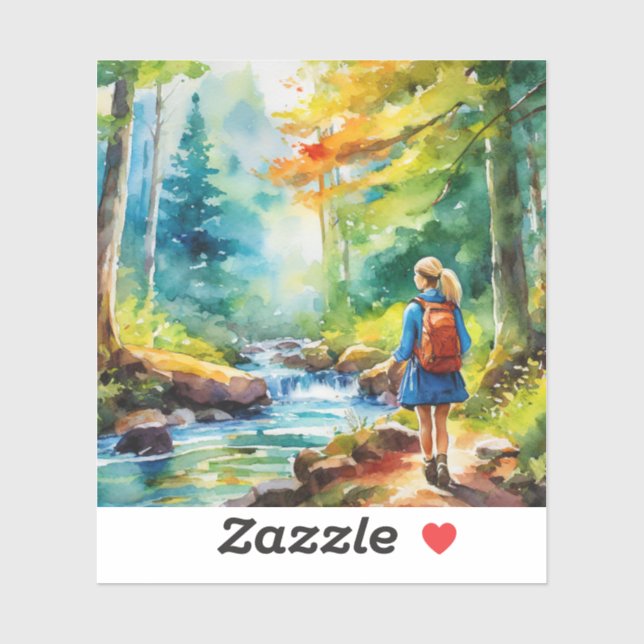 Adesivo Garota de caminhada (Folha)