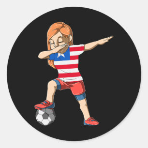 Adesivo Garota de Futebol Dabbing Libéria Camisa Liberiana